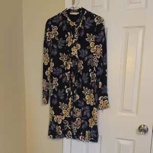 Tory Burch Black Floral Long Sleeve Dress